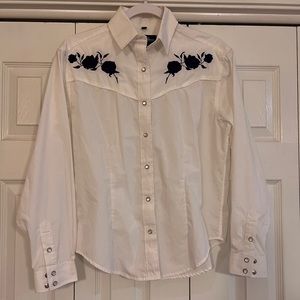 Vintage western shirt with purple rose appliqué